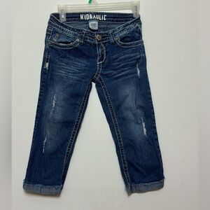 Hydralic‎ Women's Distressed Blue Capri Jeans size 3/4 (G6)